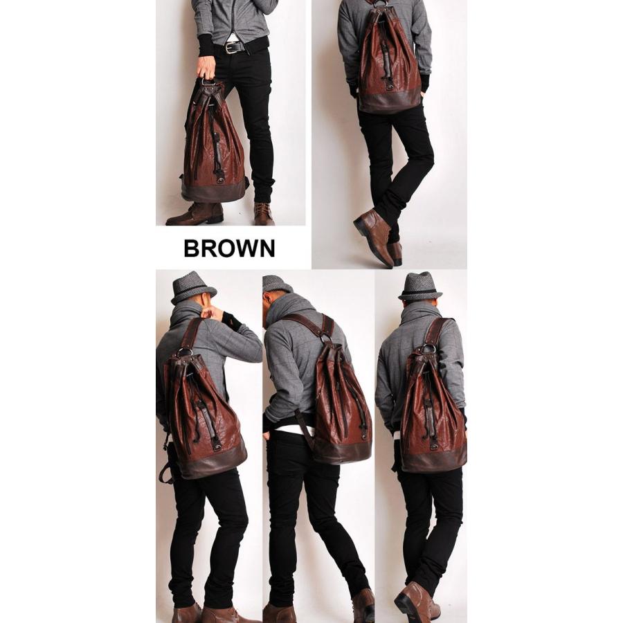 ボンサックリュック しわ加工PUレザーボンサックリュック BAG bag |  | 02