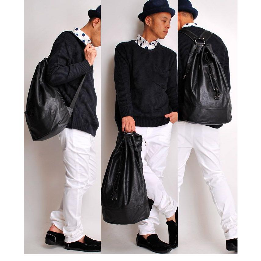 ボンサックリュック しわ加工PUレザーボンサックリュック BAG bag |  | 04