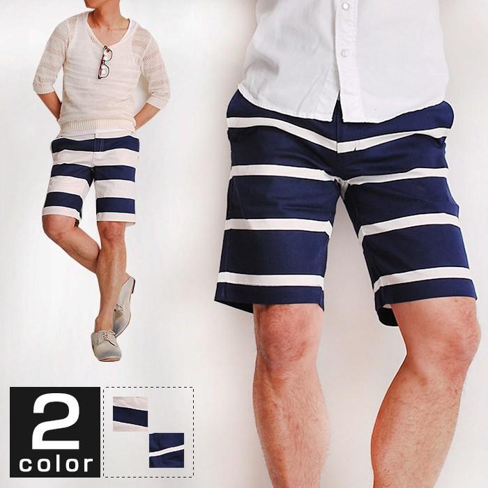 ハーフ 白 ショートパンツ メンズ ストレッチボーダーショートパンツ Beg512l1050 Steez 通販 Yahoo ショッピング
