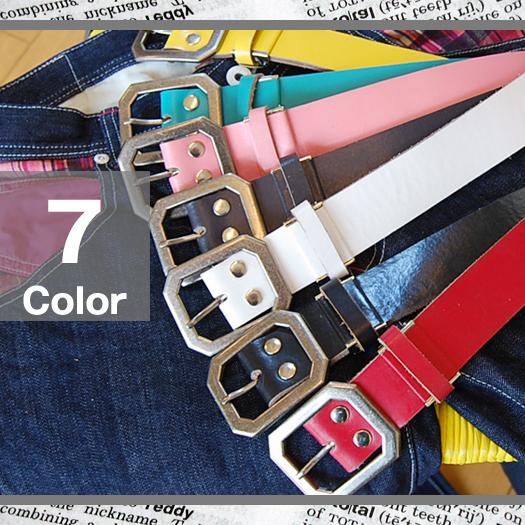 ベルト/BELT/レザー/ボールスタッズ カラーレザーベルト | 