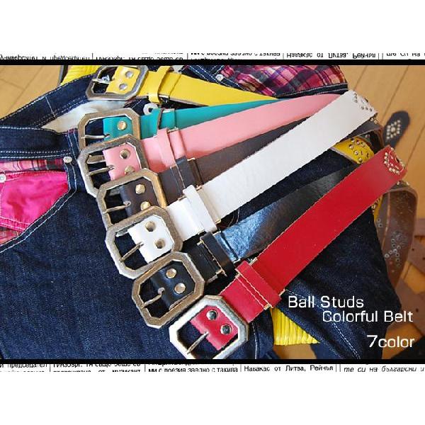 ベルト/BELT/レザー/ボールスタッズ カラーレザーベルト |  | 01