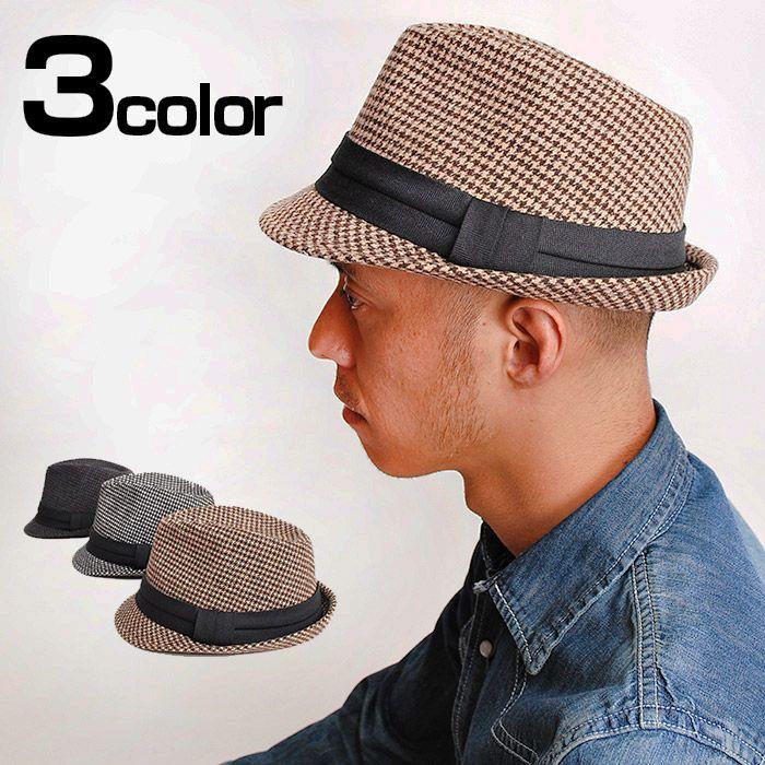 ハット ウィンターグレンチェック中折れハット 男女兼用 千鳥 帽子 | 