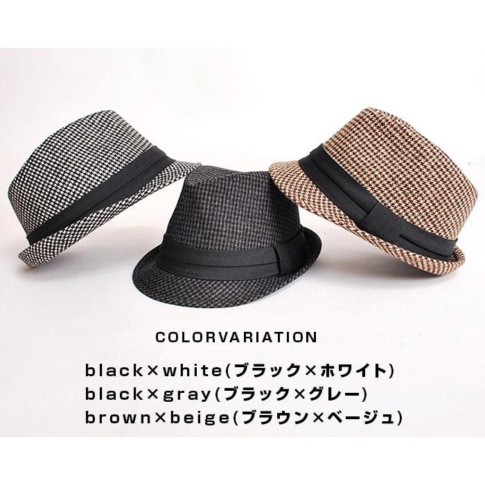 ハット ウィンターグレンチェック中折れハット 男女兼用 千鳥 帽子 |  | 01