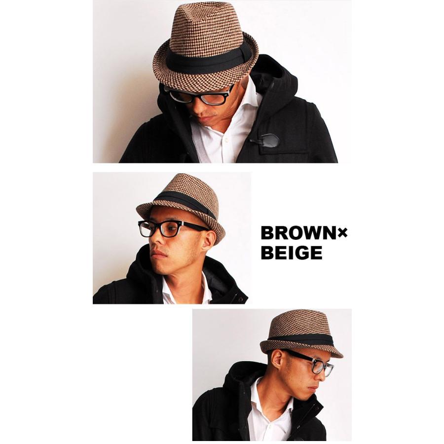 ハット ウィンターグレンチェック中折れハット 男女兼用 千鳥 帽子 |  | 03