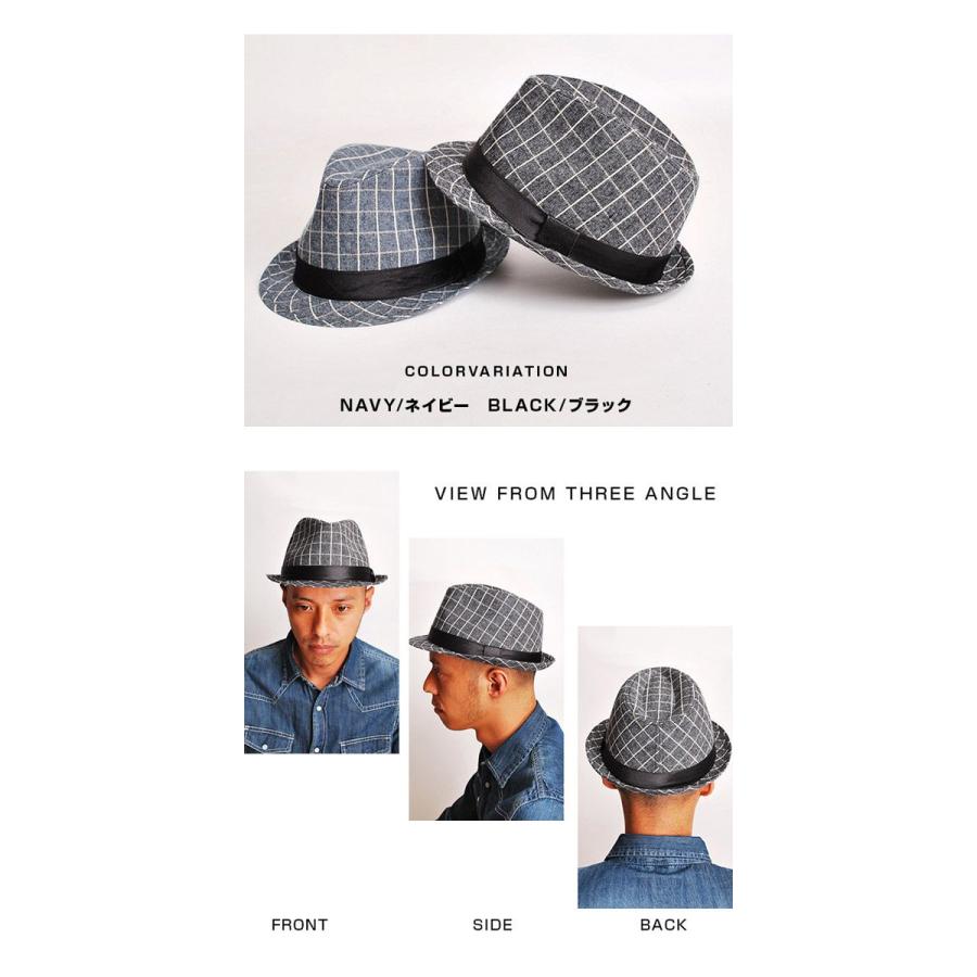 HAT ハット 起毛ウィンドウペン中折れハット 帽子 |  | 01