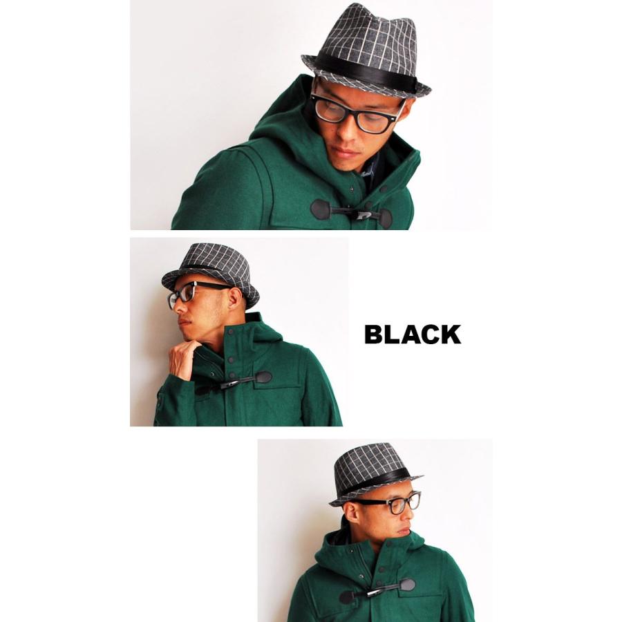HAT ハット 起毛ウィンドウペン中折れハット 帽子 |  | 02