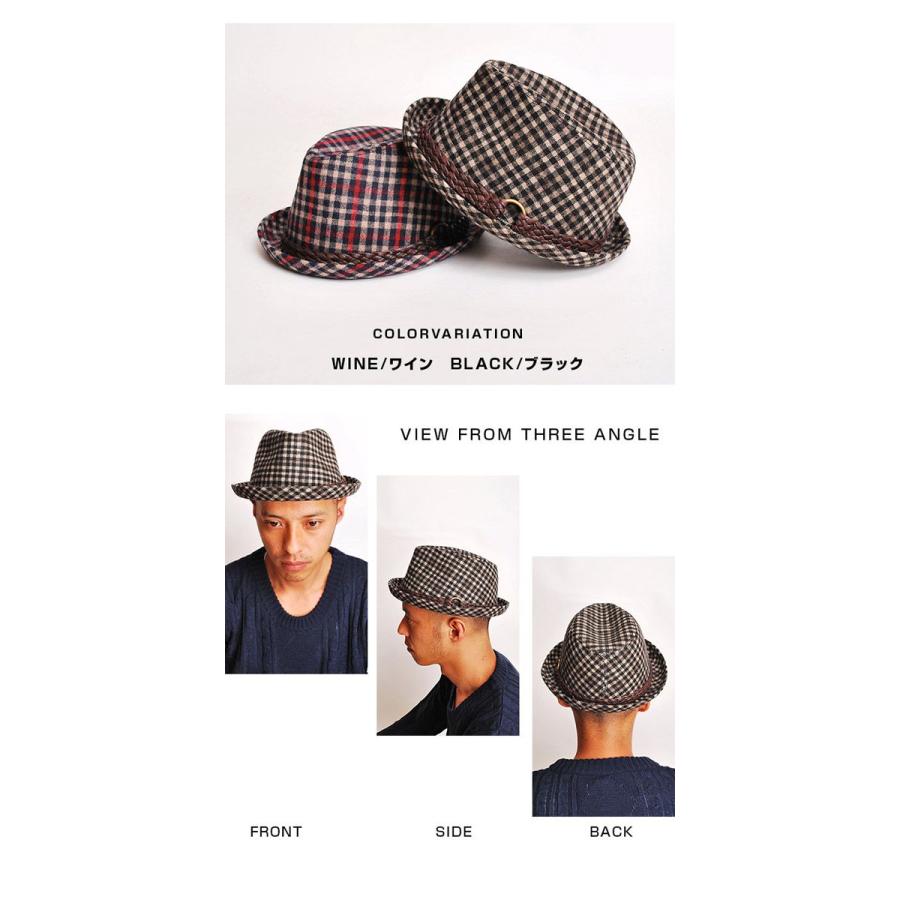 ハット ダークギンガムチェックマニッシュハット 中折れ帽子 |  | 01
