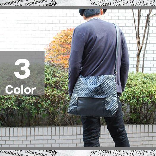 メッセンジャーバッグ/ショルダーバッグ/PUレザー編み込みメッセンジャーバッグ/斜め掛け |  | 01