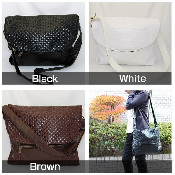 メッセンジャーバッグ/ショルダーバッグ/PUレザー編み込みメッセンジャーバッグ/斜め掛け |  | 02