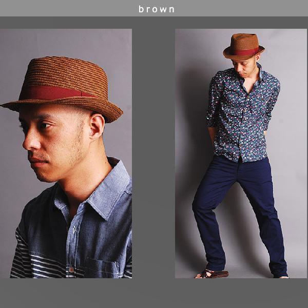 ハット 麦わら/ペーパーブレード中折れストローハット/マニッシュハット |  | 01