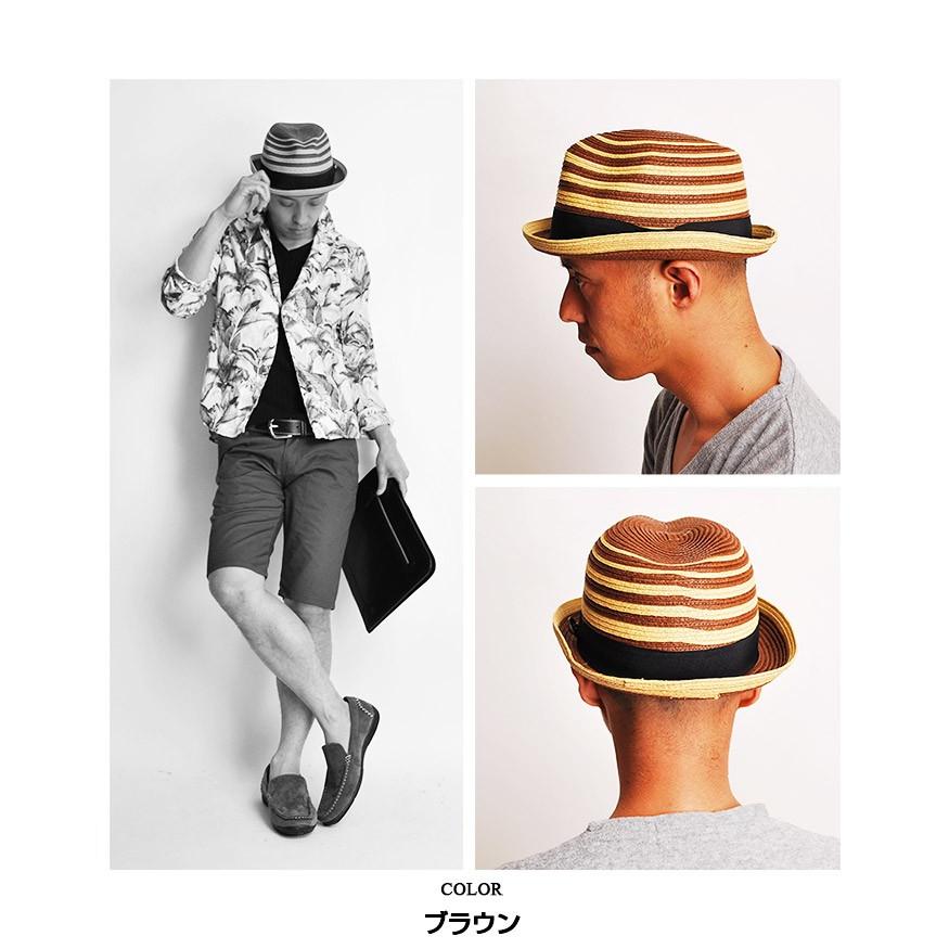 ハット HAT ボーダーストローハット メンズ 中折れハット｜steez｜04