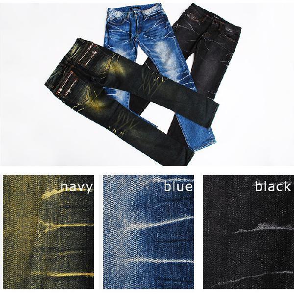 デニム ジーンズ USED加工オーバーダイWzipデニムパンツ |  | 01