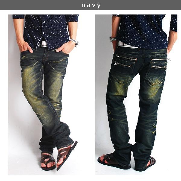 デニム ジーンズ USED加工オーバーダイWzipデニムパンツ |  | 02