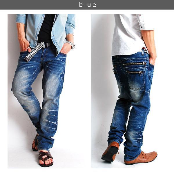 デニム ジーンズ USED加工オーバーダイWzipデニムパンツ |  | 03