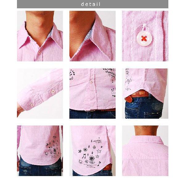 長袖シャツ 手書きプリントシャンブレーシャツ/ダンガリーシャツ/オックス/メンズ |  | 04