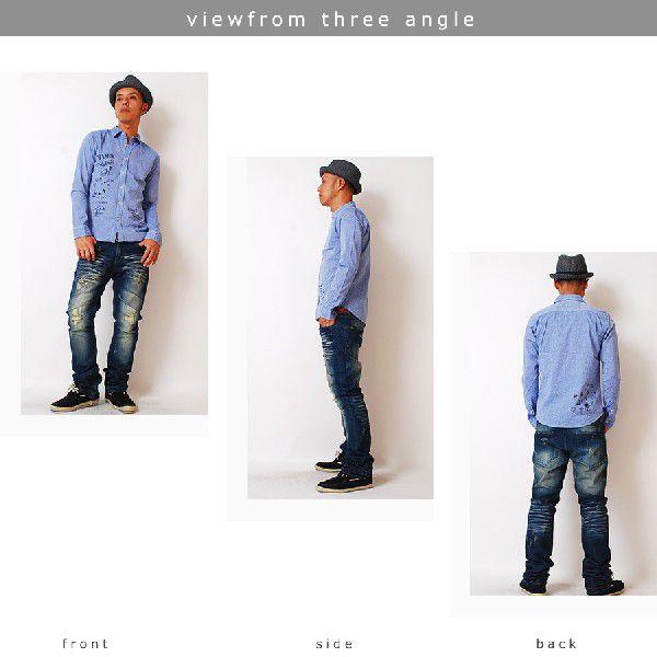 長袖シャツ 手書きプリントシャンブレーシャツ/ダンガリーシャツ/オックス/メンズ |  | 05