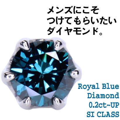 ブルーダイヤモンドピアス Pt900 0.10ct×2 Pt900 プラチナ ロイヤル
