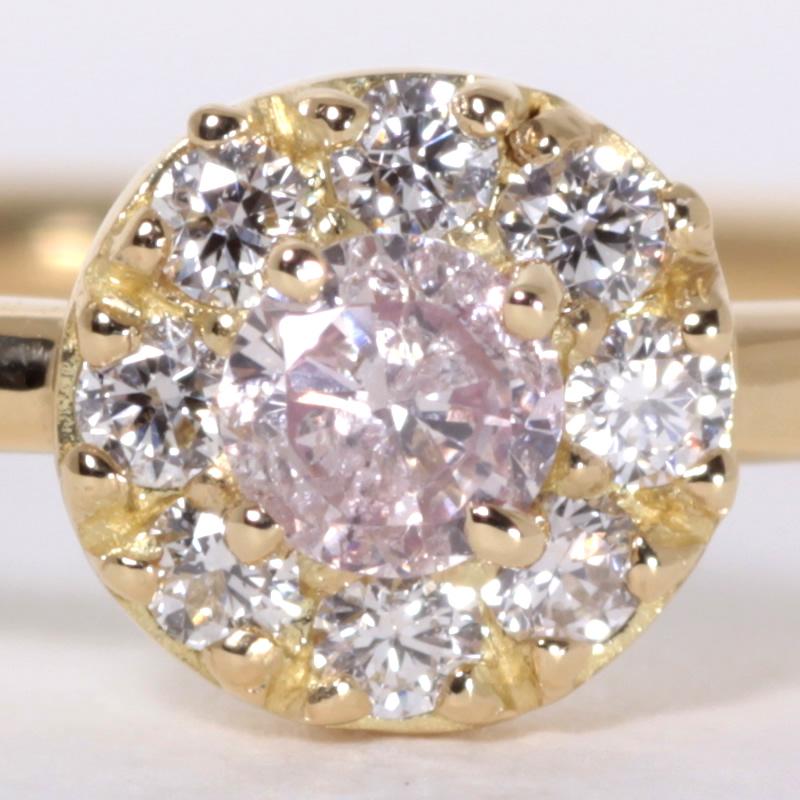 K18　イエローゴールド　ピンクダイヤ×ダイヤモンド リング【Light Pink　0.090ct】の画像