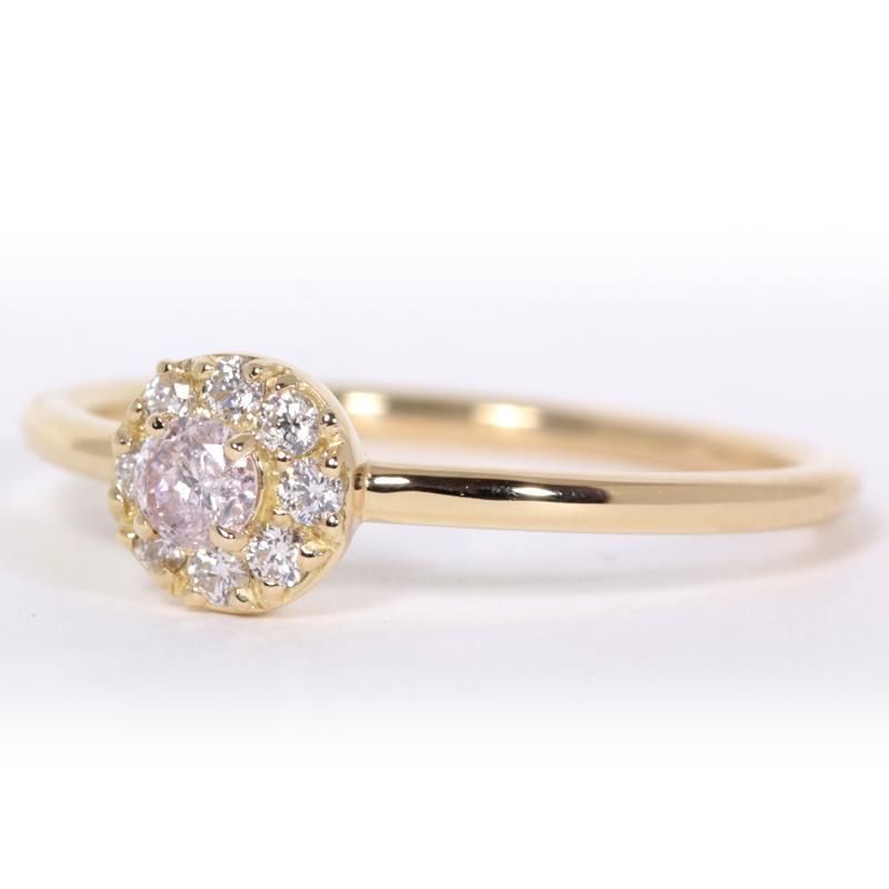 K18　イエローゴールド　ピンクダイヤ×ダイヤモンド リング【Light Pink　0.090ct】の画像