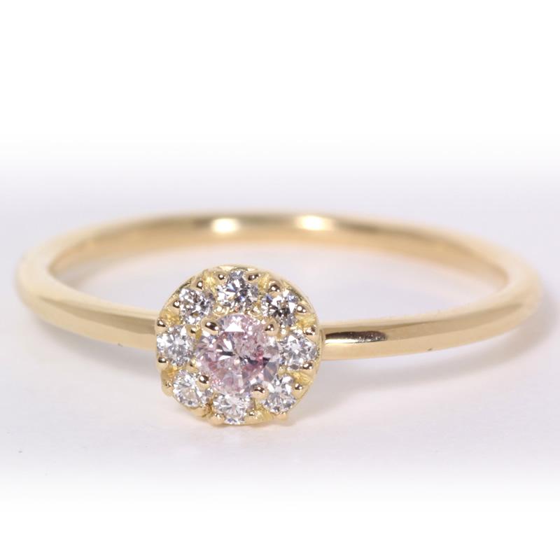 K18　イエローゴールド　ピンクダイヤ×ダイヤモンド リング【Light Pink　0.090ct】の画像