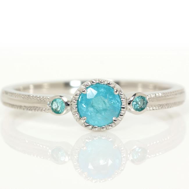 【1点モノ商品】Pt900 プラチナ×パライバトルマリンアンティークリング【Soleil】ソレイユ【0.29ct】の画像