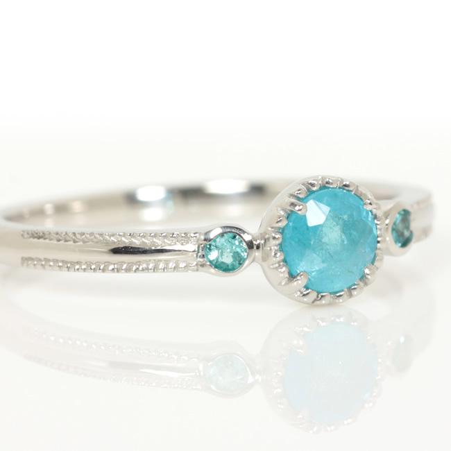 【1点モノ商品】Pt900 プラチナ×パライバトルマリンアンティークリング【Soleil】ソレイユ【0.29ct】の画像