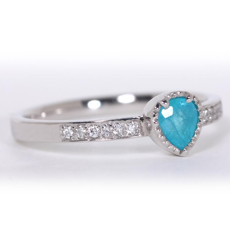 【1点モノ商品】Pt900　プラチナ ダイヤモンドハーフエタニティペアシェイプパライバリング0.32ct |  | 04