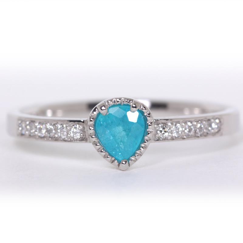 【1点モノ商品】Pt900　プラチナ ダイヤモンドハーフエタニティペアシェイプパライバリング0.32ct |  | 06