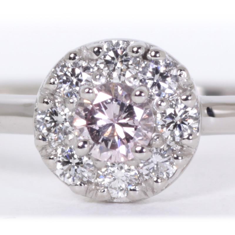 プラチナ Pt900　ピンクダイヤ×ダイヤモンド リング【Fancy Light Pink　0.083ct】の画像