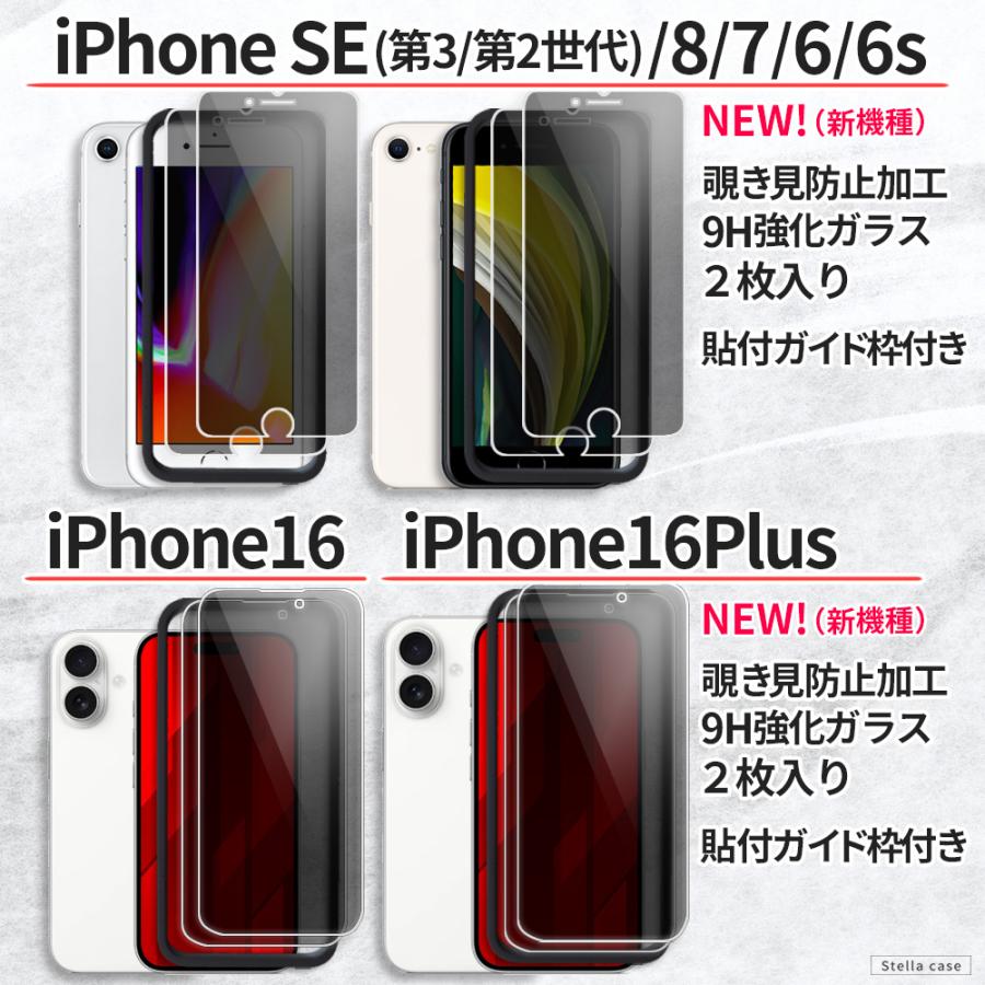 2枚入 ガイド枠付 iPhone SE3 SE2 SE ガラスフィルム 覗き見防止 