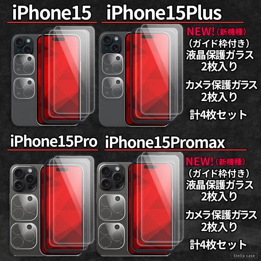 4枚セット iPhone フィルム 2枚 カメラカバー 2枚 ガイド枠付 iPhone 