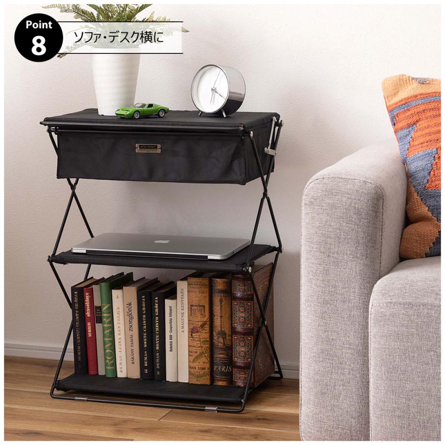 ラック 3段 おしゃれ 収納 棚 シェルフ 折りたたみ式 折り畳み式 コンパクト 持ち運び フック付き 引っ掛け 吊るし 玄関収納 アウトドア シンプル |  | 13