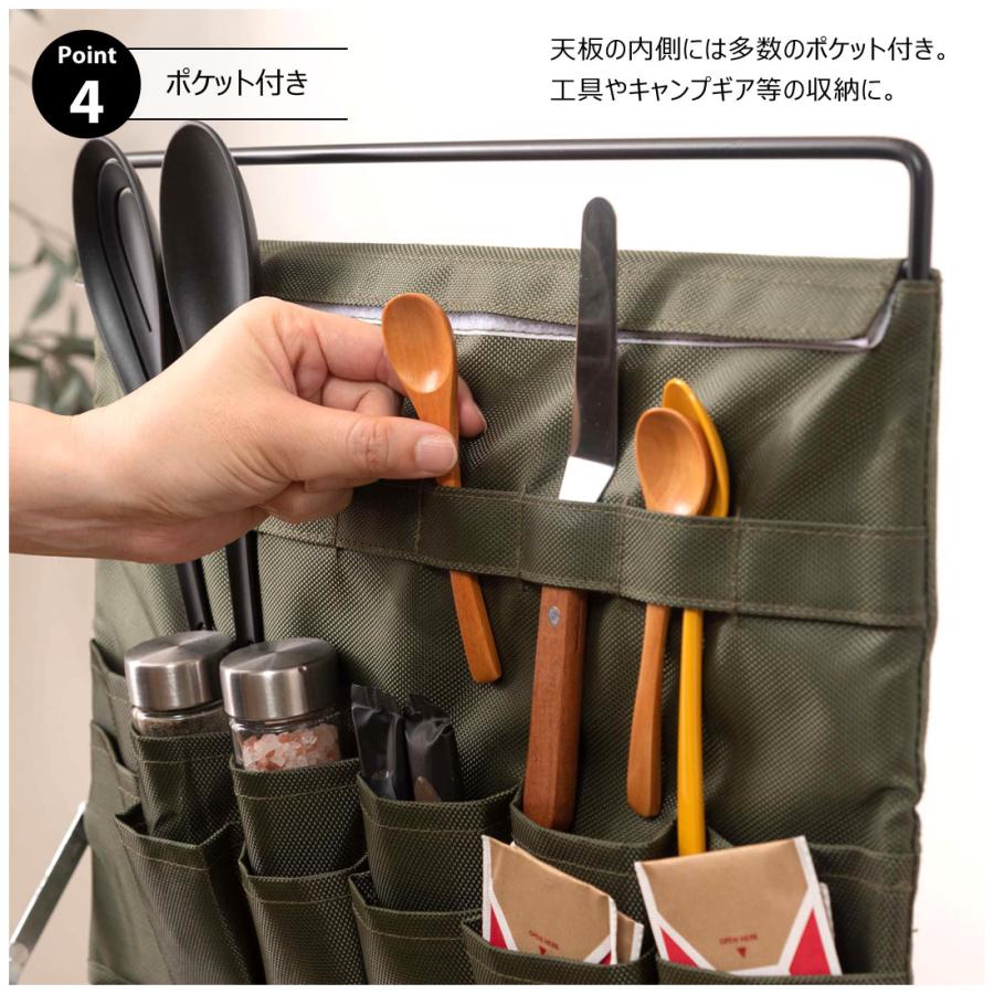 ラック 3段 おしゃれ 収納 棚 シェルフ 折りたたみ式 折り畳み式 コンパクト 持ち運び フック付き 引っ掛け 吊るし 玄関収納 アウトドア シンプル |  | 09