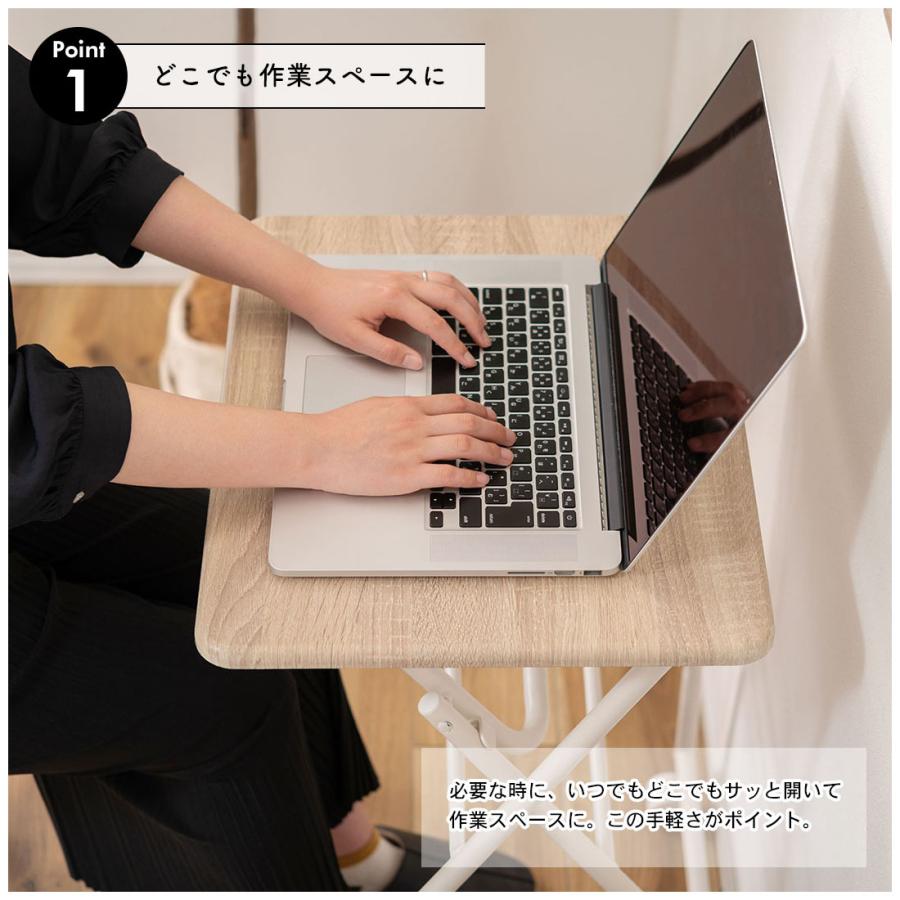 折りたたみ式テーブル ハイテーブル キャスター付き 移動 転がる おしゃれ 高さ70cm キッチン 作業デスク シンプル ブラック 黒 |  | 05