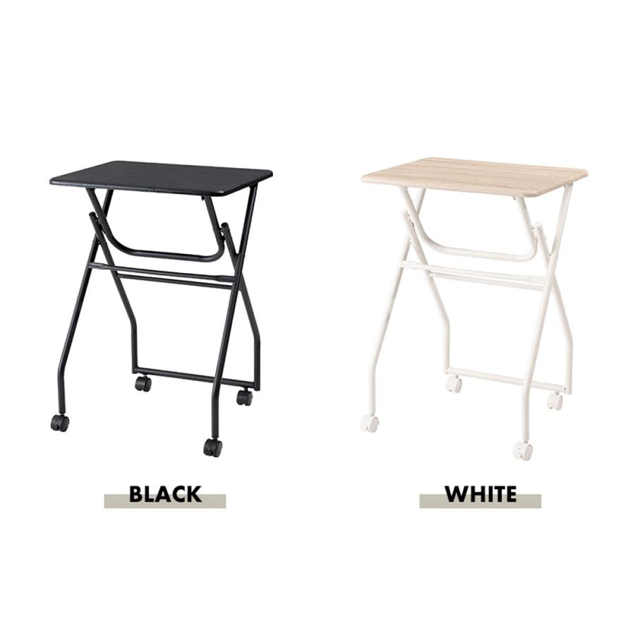 折りたたみ式テーブル ハイテーブル キャスター付き 移動 転がる おしゃれ 高さ70cm キッチン 作業デスク シンプル ブラック 黒 |  | 08