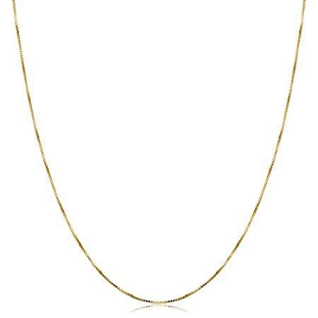 Kooljewelry 18Kイエローゴールド 0.5mm ベネチアンボックスチェーンネックレス (16 18 20 22 24 30 36インチ)