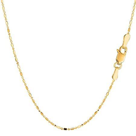 14k Yellow Gold Diamond Cut Bead Chain Necklace, 1.0mm, 20