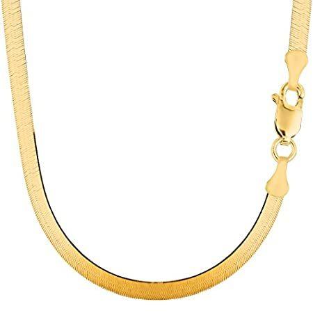 14k Yellow Solid Gold Imperial Herringbone Chain Necklace, 4.7mm, 18