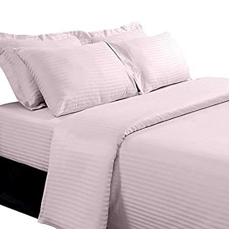 8-Piece Striped Goose Down Bed in a Bag Cal King Size Comforter Set Include