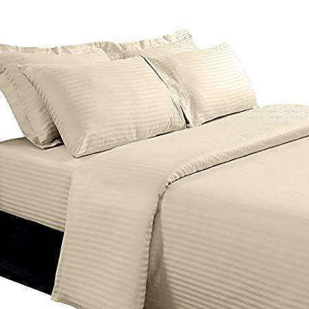8-Piece Striped Goose Down Bed in a Bag King Size Comforter Set Includes: