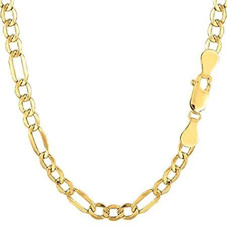 10k Yellow Gold Hollow Figaro Bracelet Chain, 4.6mm, 7