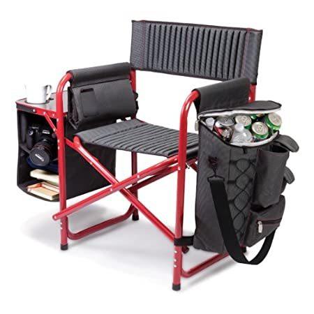 STELLA STORE Yahoo!店Picnic Time Fusion Original Design Outdoor Folding Chair, Gray with Red Fra＿並行輸入品