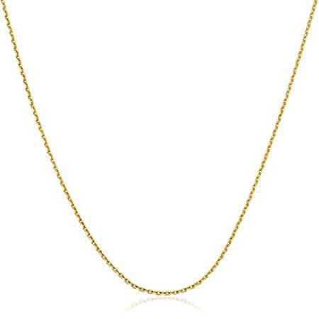 Kooljewelry 14k イエローゴールド 0.8mm ダイヤモンドカット ケーブルチェーンネックレス Kooljewelry ソリッド14Kイエローゴールドまたはホワイトゴールド 0.8
