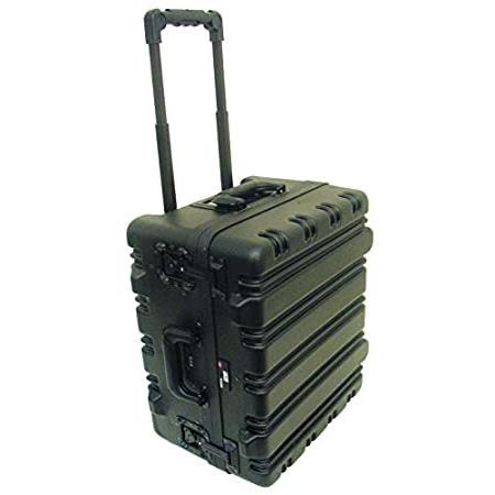 特大サイズのツールケース。ホイールと伸縮ハンドル付き。色：ブラック。