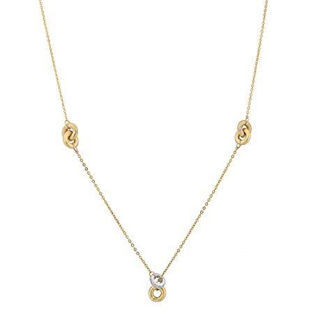 10 Kツートンゴールドドーナツ調節可能なネックレス(18インチ)