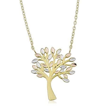 10 Kトリコロールゴールドツリーの生活ネックレス(調整to 17 