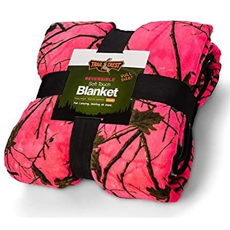 【最安値挑戦】 Blanket Throw Camo Reversible Touch Soft TrailCrest - Rose - 200cm X 150cm 毛布、ブランケット