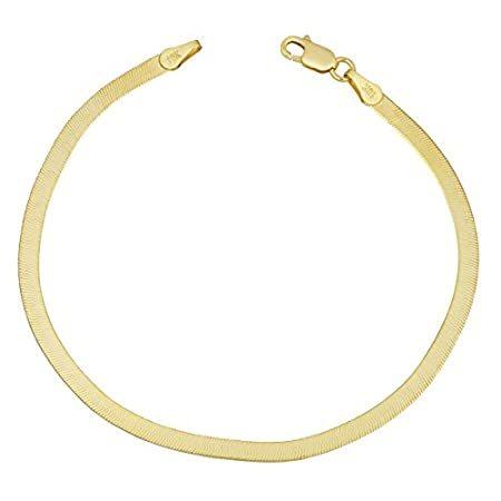 10 K黄色ゴールド3.3 MMヘリンボーンブレスレット(7.5インチ)