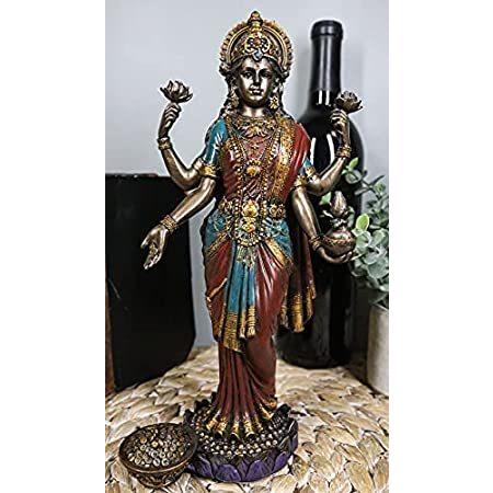 Ebros Gift Hindu Goddess of Fortune and Prosperity Lakshmi Standing On Lotu