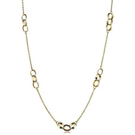 10 K黄色ゴールドトリプル楕円形ステーションネックレス(18インチ)